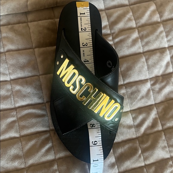Moschino Black Logo Slide Sandals Gold MOSCHINO Hardware Designer Platform Slide - Picture 12 of 12